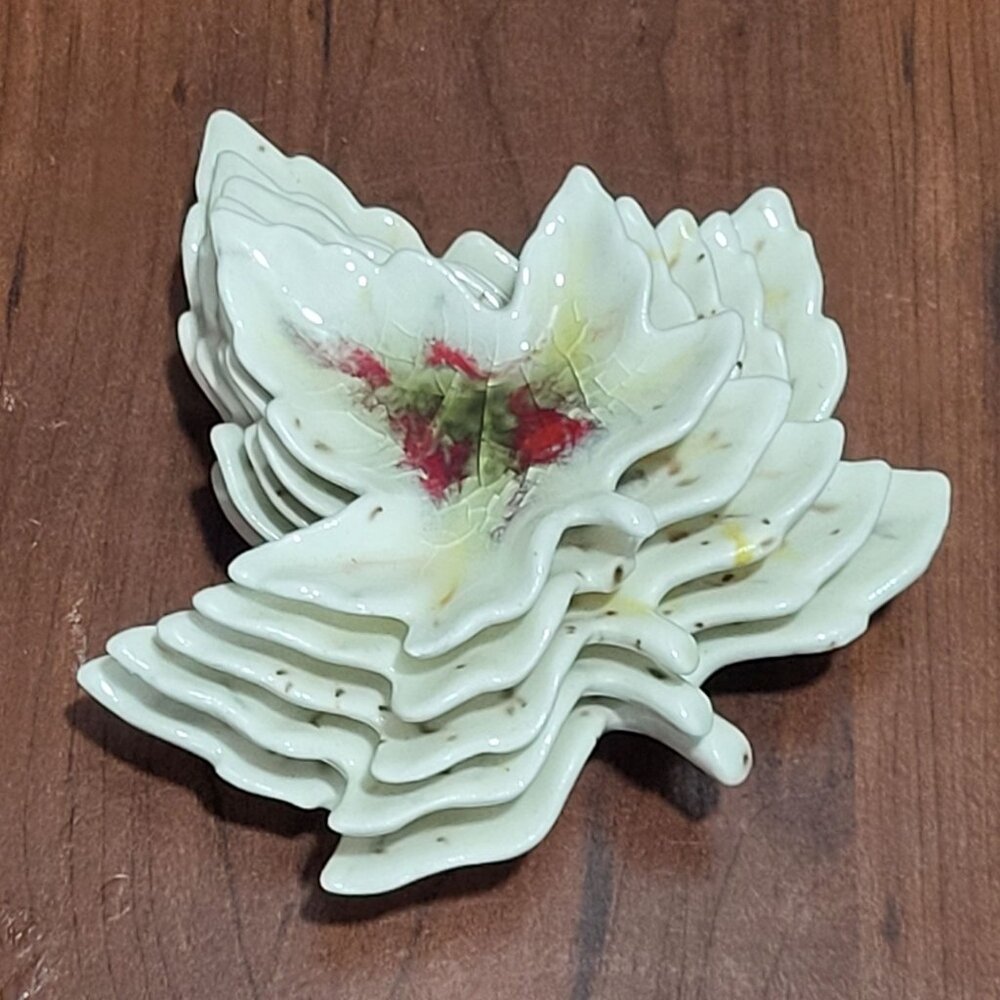 Vintage Ceramic Nesting Maple Leaf Dishes Set of 5